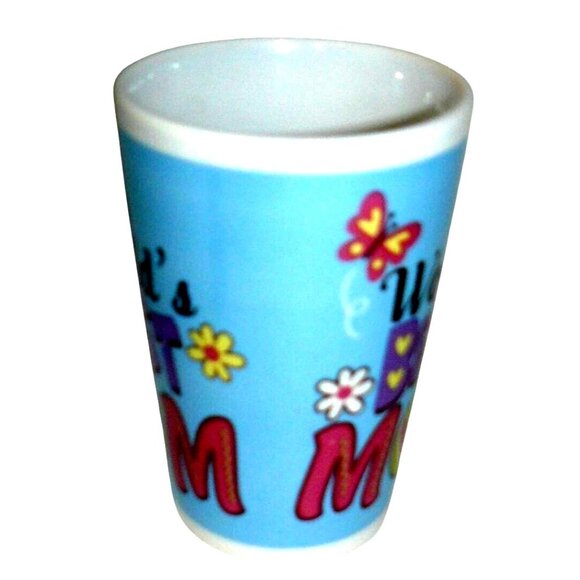 World's Best Mom Ceramic Coffee Tea Mug Cup Blue w Butterfly & Flower Design - Picture 4 of 5